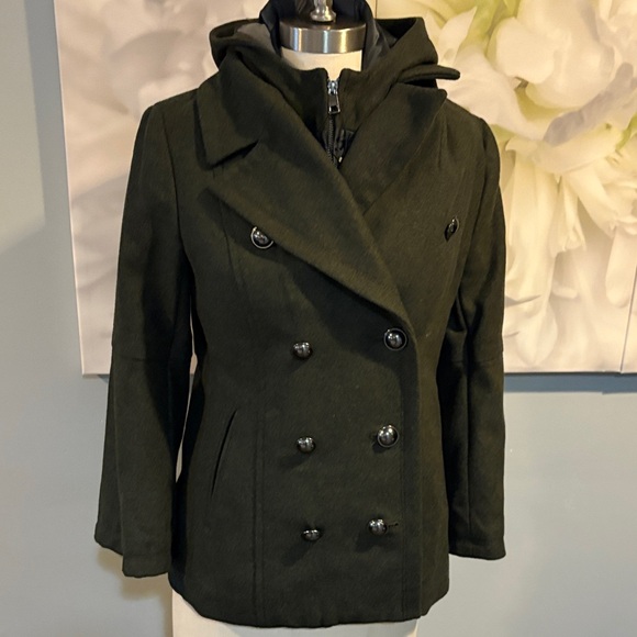 Banana Republic Dark Green Pea Coat - Picture 1 of 5